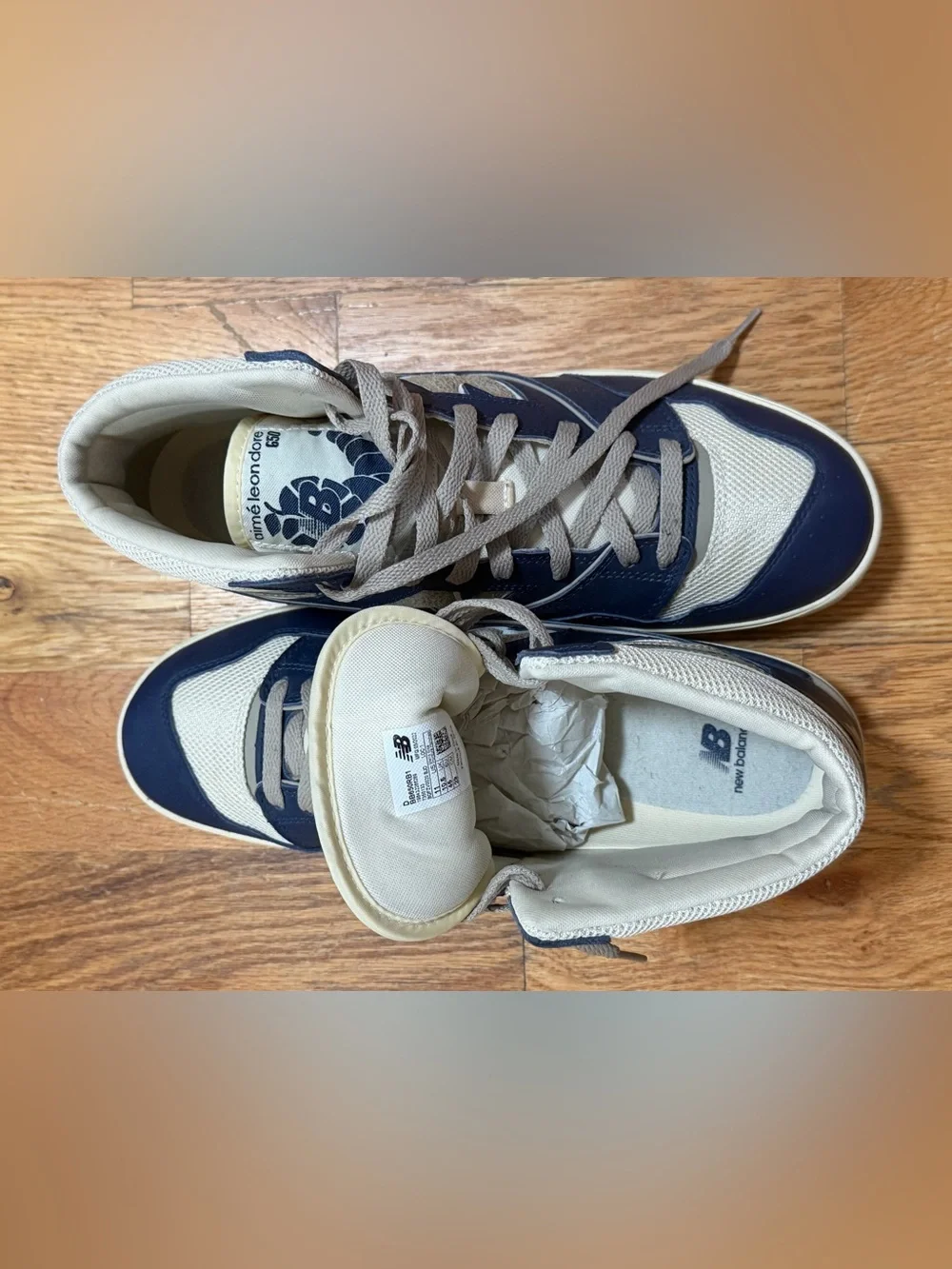ALD New Balance 650R Navy Blue and Cream High-Top Sneakers